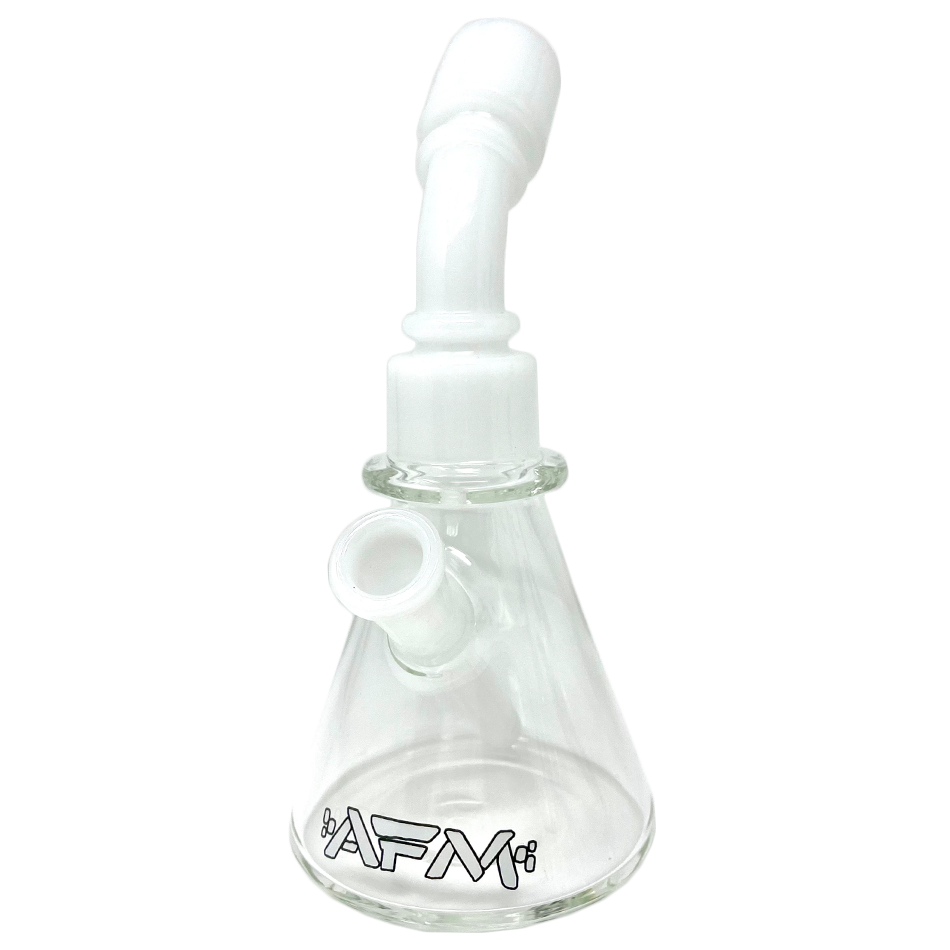 AFM 8" Clear Glass Mini Dab Rig with Bent Neck and Borosilicate Build, Front View