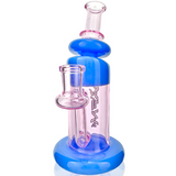 7" AFM RipNip Mini Dab Rig with Pink and Blue Colored Glass, Front View on White Background