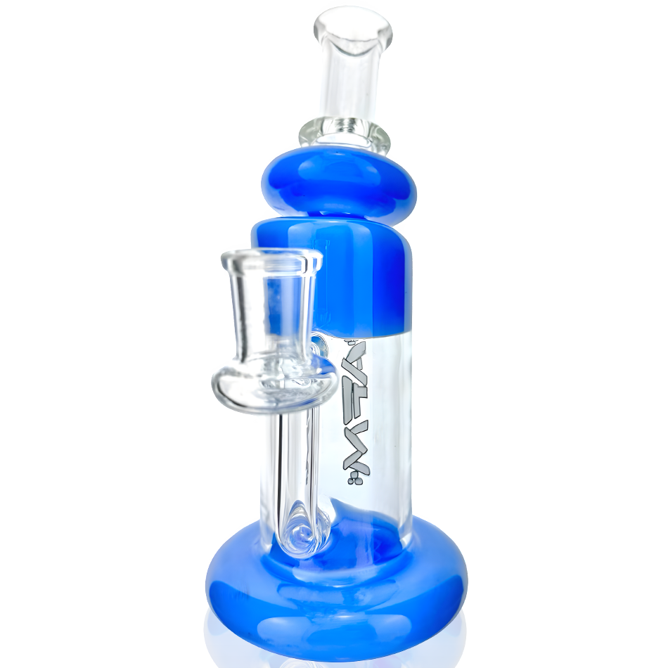 AFM 7" RipNip Mini Dab Rig in Blue with 14mm Female Joint - Front View on White