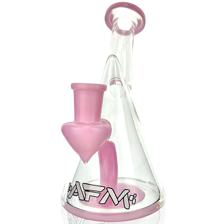 AFM 6" Cone Glass Mini Rig with Pink Accents and Banger Hanger - Front View