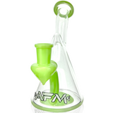 6" AFM Cone Glass Mini Rig with Neon Green Accents and Banger Hanger - Front View