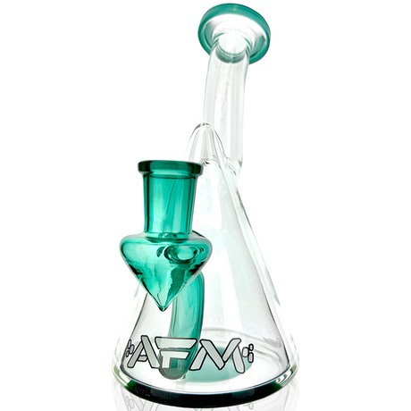 AFM 6" Cone Glass Mini Rig with Teal Accents and Banger Hanger, Front View