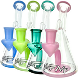 AFM Cone Glass Mini Rigs in various colors with clear borosilicate bodies and colored accents