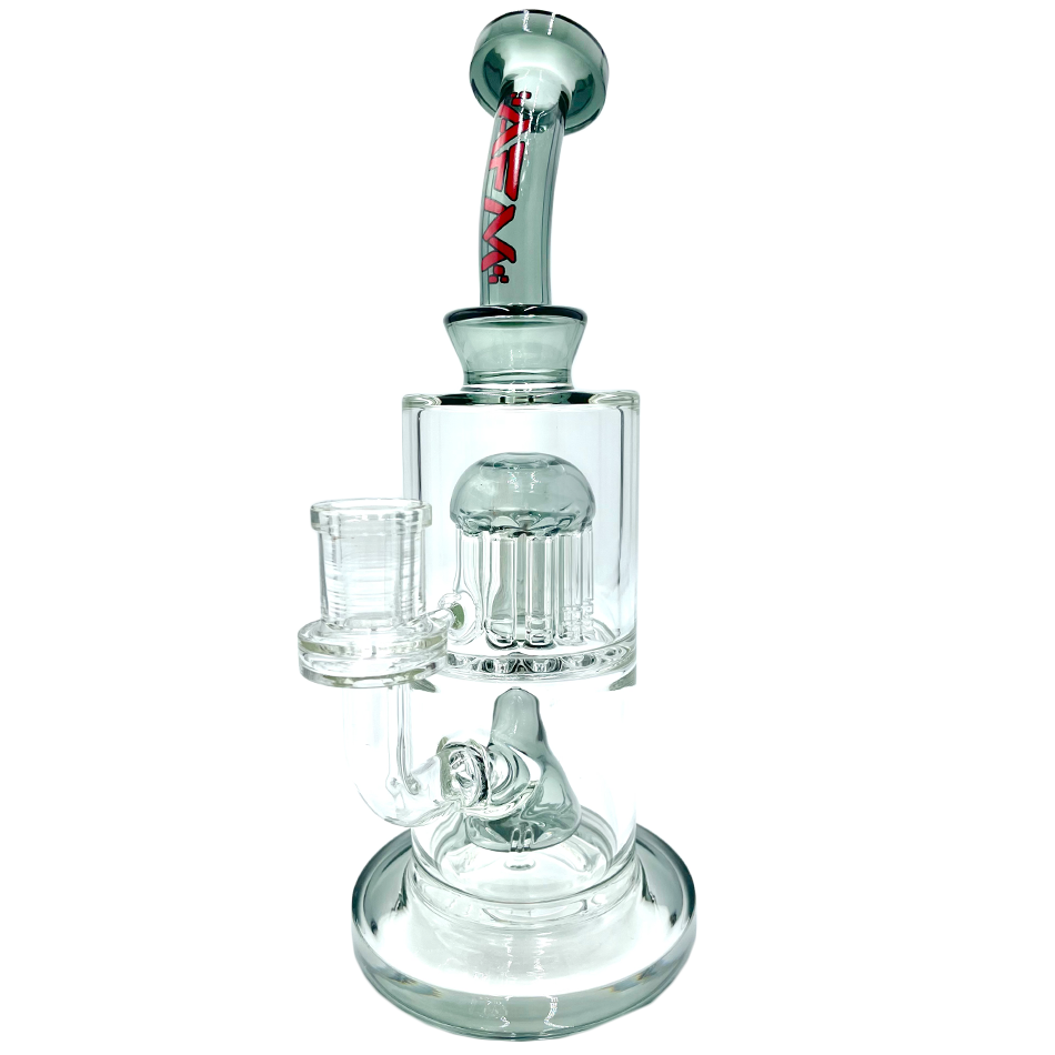 10" AFM Glass Pyramid Perc Dab Rig with Showerhead Perc, Bent Neck, and Smokey Detail