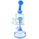 10" AFM Glass Pyramid Perc Dab Rig in Jade Blue with Showerhead Perc, Front View