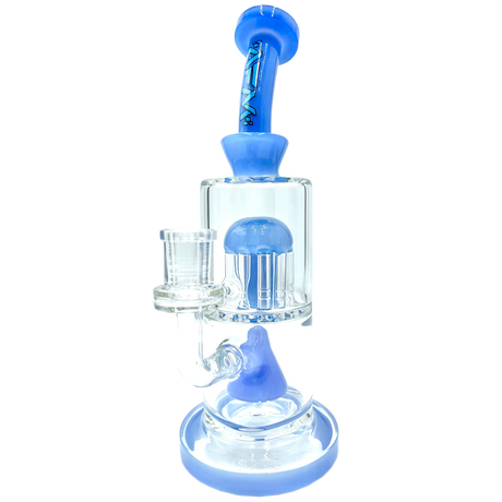 10" AFM Glass Pyramid Perc Dab Rig in Jade Blue with Showerhead Perc, Front View