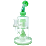 AFM Glass 10" Pyramid Perc Dab Rig in Mint with Bent Neck and Showerhead Perc, Front View