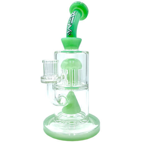 AFM Glass 10" Pyramid Perc Dab Rig in Mint with Bent Neck and Showerhead Perc, Front View