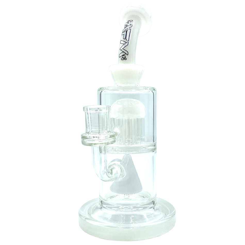 AFM Glass 10" Ivory Pyramid Perc Dab Rig with Bent Neck and Showerhead Perc - Front View