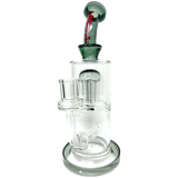 AFM Glass 10.5" Inline To Arm Dab Rig with Showerhead Perc, Bent Neck, and Smoky Red Logo