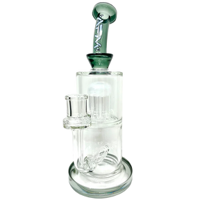 10.5" AFM Glass Dab Rig with Inline to Arm Perc, Bent Neck, and Smokey Accents - Front View
