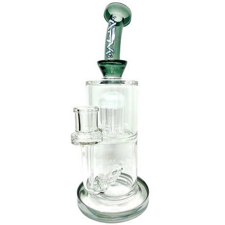 10.5" AFM Glass Dab Rig with Inline to Arm Perc, Bent Neck, and Smokey Accents - Front View