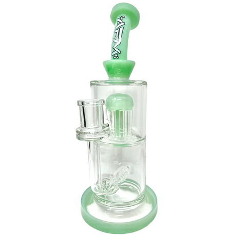 AFM Glass 10.5" Inline To Arm Dab Rig in Mint - Front View with Showerhead Perc