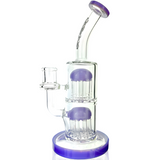 9" AFM Double Arm Perc Mini Rig with Bent Neck and Showerhead Perc, Front View on White