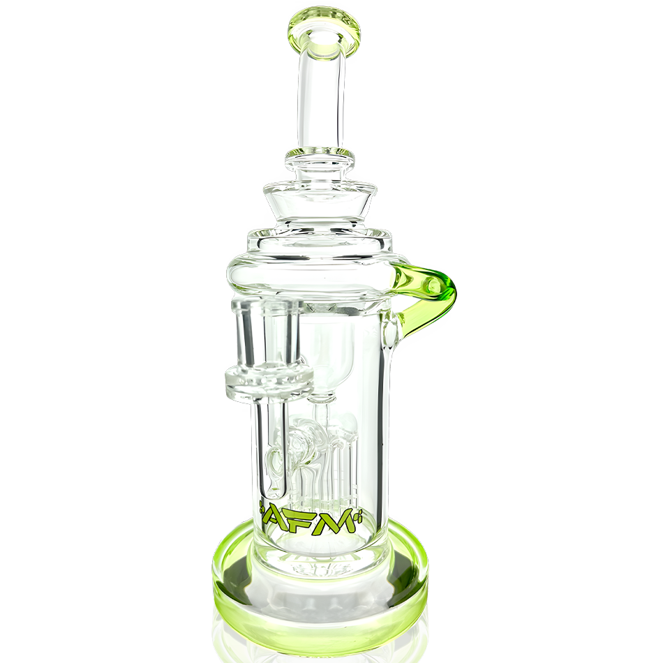 10" AFM Glass Recycler Dab Rig with Color Lip, Quartz Banger & Carb Cap, Front View