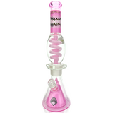 AFM Glass 16" Reversal UFO Pyramid Beaker Bong with Pink Freezable Coil, Front View