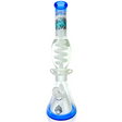 16" AFM Glass Reversal UFO Pyramid Beaker Bong with Freezable Coil in Ivory/Ink Blue