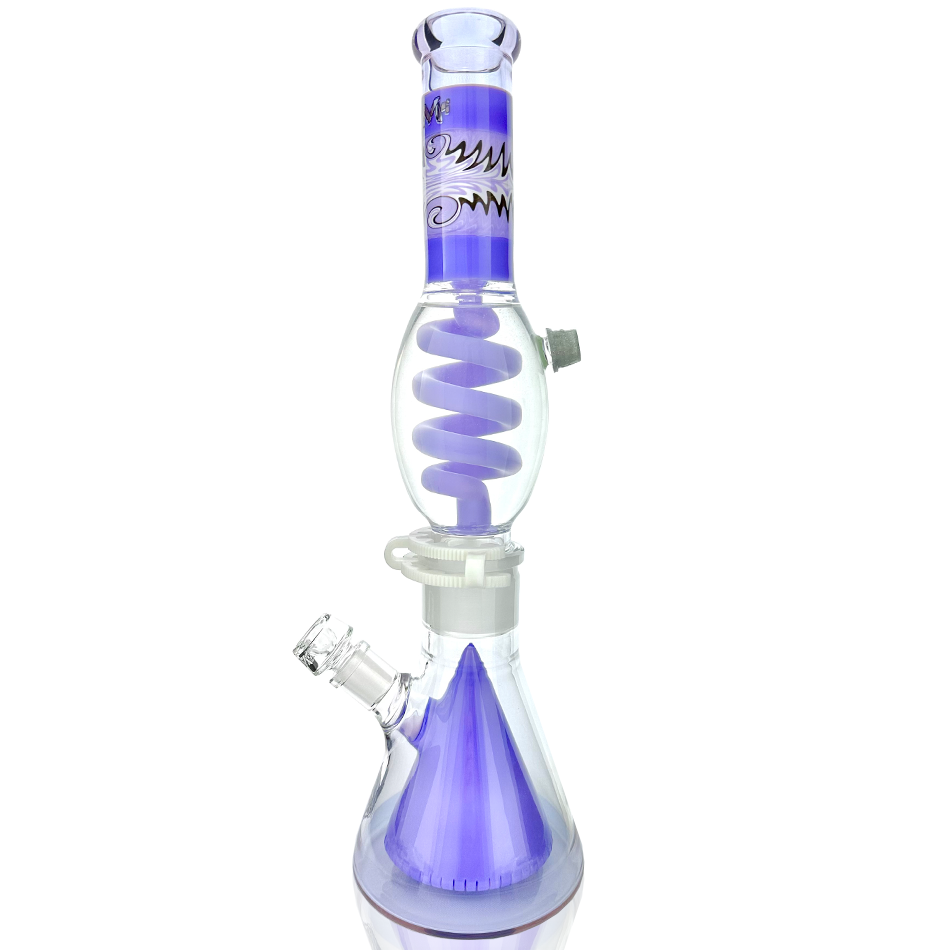 16" AFM Glass Beaker Bong with Reversal UFO Pyramid and Freezable Coil, Front View on White Background