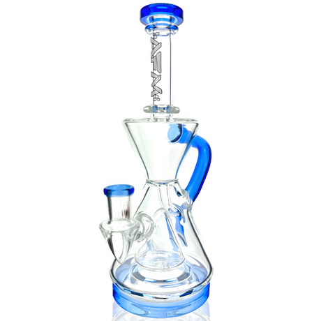 9" AFM Magnolia Dab Rig with Blue Accents, Quartz Banger & Carb Cap, Front View