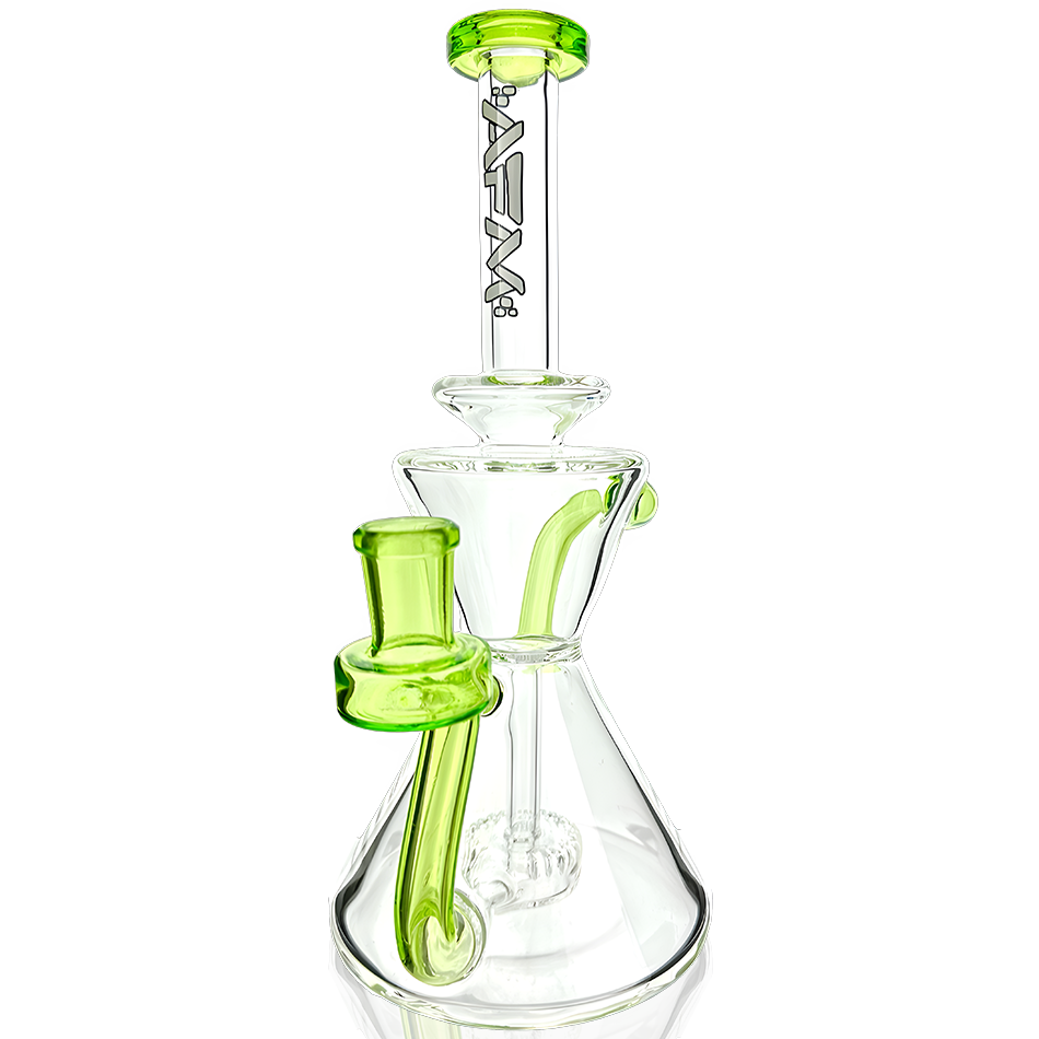 AFM 8.5" Tulip Clear Glass Recycler Dab Rig with Quartz Banger & Carb Cap, Front View