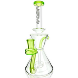 AFM 8.5" Tulip Clear Glass Recycler Dab Rig with Quartz Banger & Carb Cap, Front View