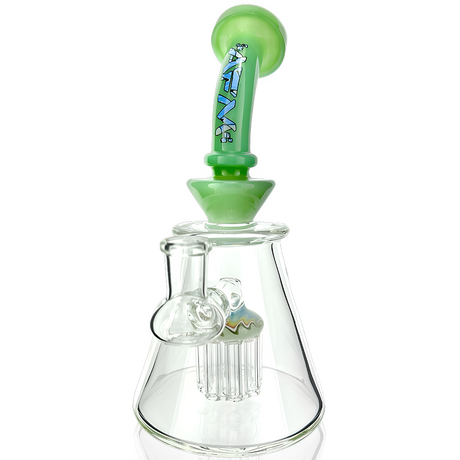 8" AFM Glass Dab Rig with Reversal 8 Arm Perc, Bent Neck, and Colored Accents - Front View