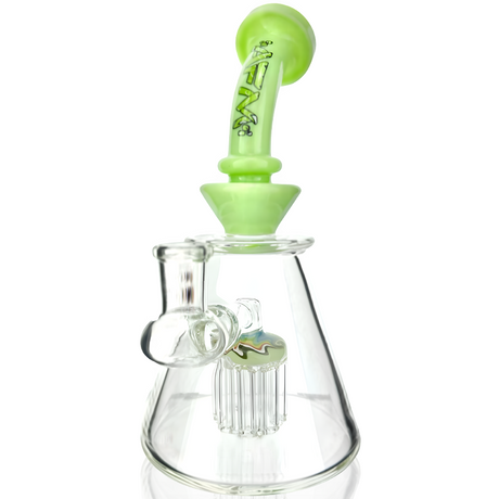 8" AFM Reversal Glass Dab Rig with 8 Arm Perc and Bent Neck, Front View on White Background