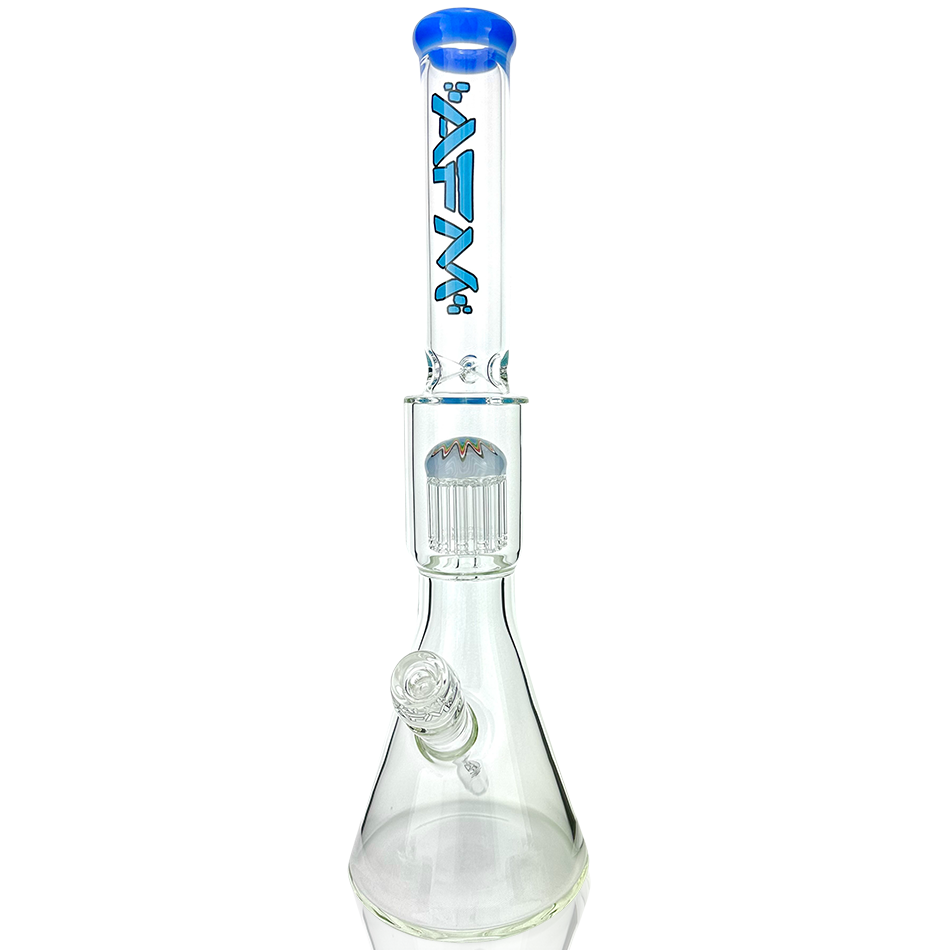 18" AFM Glass Beaker Bong with Color Lip & Showerhead Perc - Front View