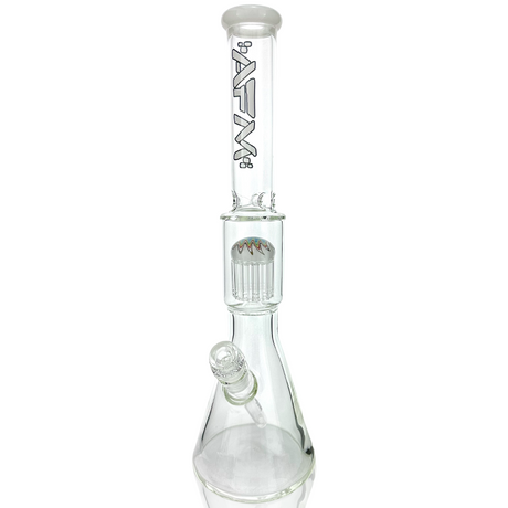 18" AFM Glass Beaker Bong with Color Lip and Showerhead Perc, Front View on White Background