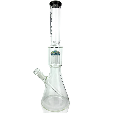 18" AFM Glass Beaker Bong with Color Lip and Showerhead Perc, Front View on White Background