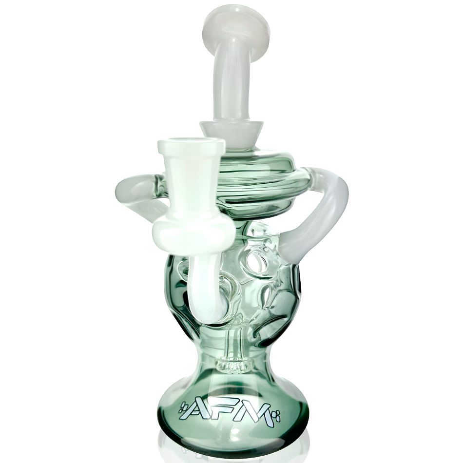 7.5" AFM Swiss Double Color Glass Recycler Dab Rig with Showerhead Perc, Front View