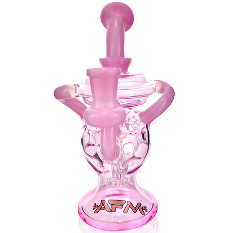 AFM 7.5" Swiss Double Color Pink Glass Recycler Dab Rig with Showerhead Perc, Front View