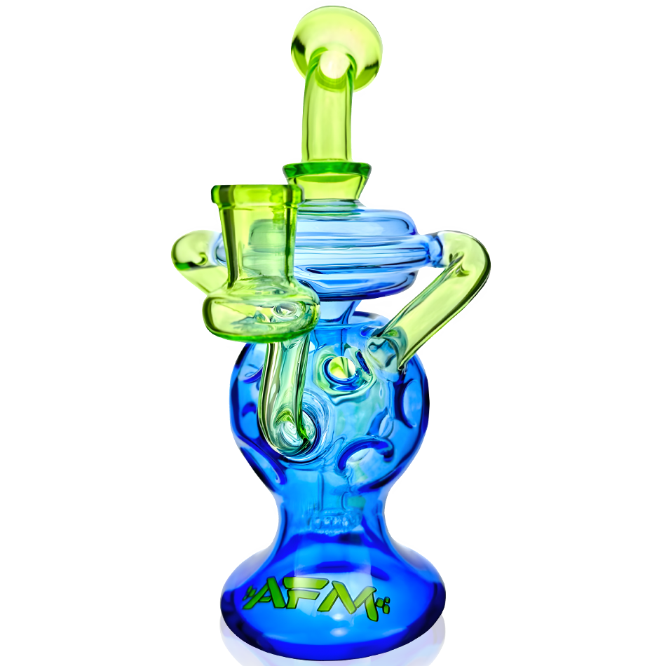 AFM 7.5" Swiss Double Color Glass Recycler Dab Rig with Showerhead Perc, Front View