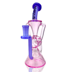 AFM Virgo Glass Recycler Dab Rig with Showerhead Perc and Pink Accents, Front View
