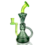 AFM Virgo Glass Recycler Dab Rig, 8.5" with Showerhead Perc and Colored Accents, Front View