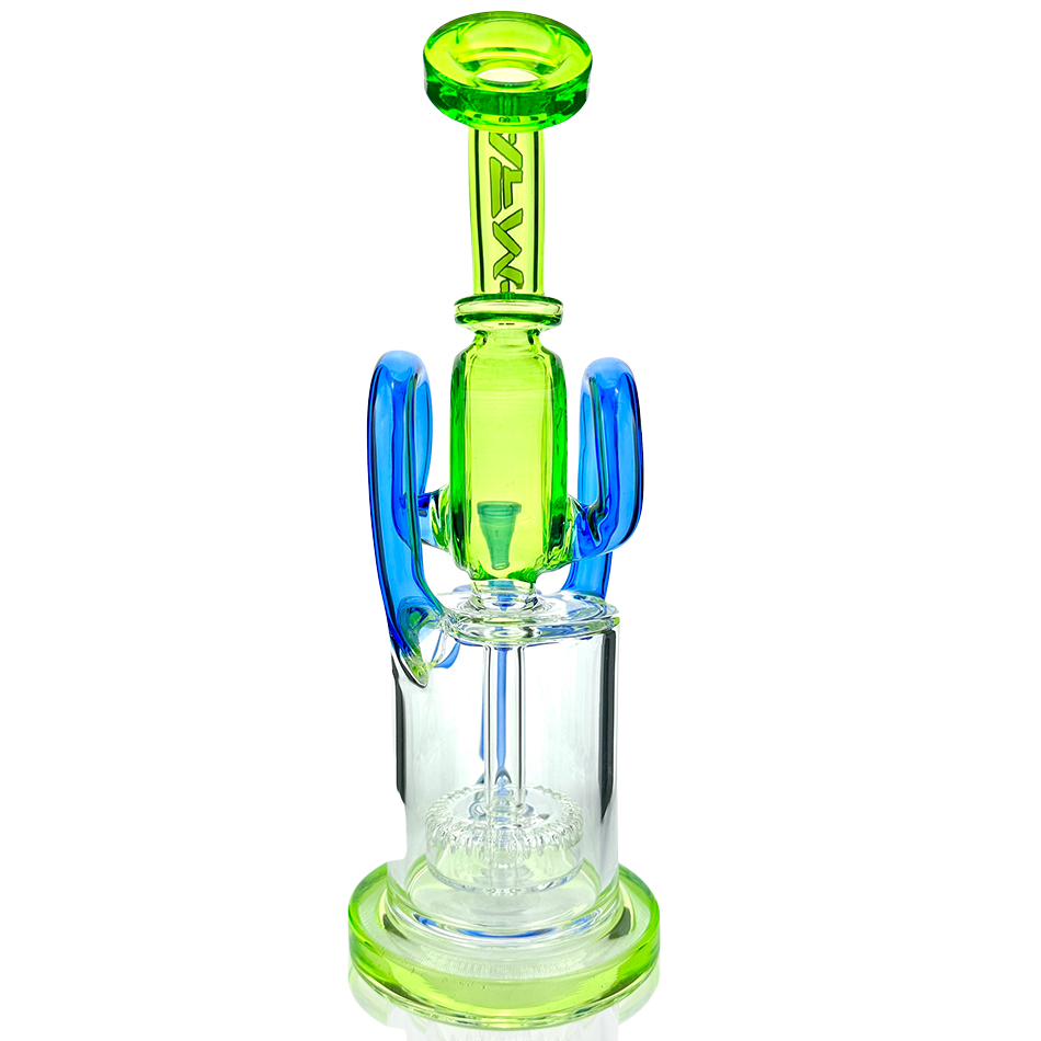 9.5" AFM Andromeda Recycler Dab Rig with Showerhead Perc, Front View on Seamless White