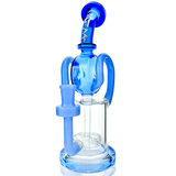 AFM Andromeda Recycler Dab Rig in blue with Quartz Banger & Carb Cap, front view on white background