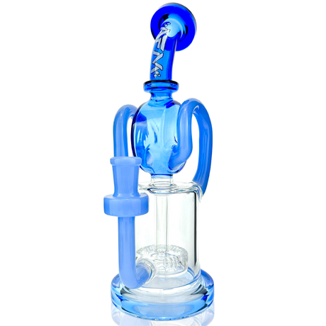 AFM Andromeda Recycler Dab Rig in blue with Quartz Banger & Carb Cap, front view on white background