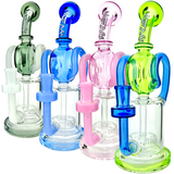 AFM Andromeda Recycler Dab Rigs in various colors with showerhead percs and banger hangers