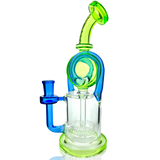 9.5" AFM Andromeda Recycler Dab Rig with Showerhead Perc, Front View on White Background