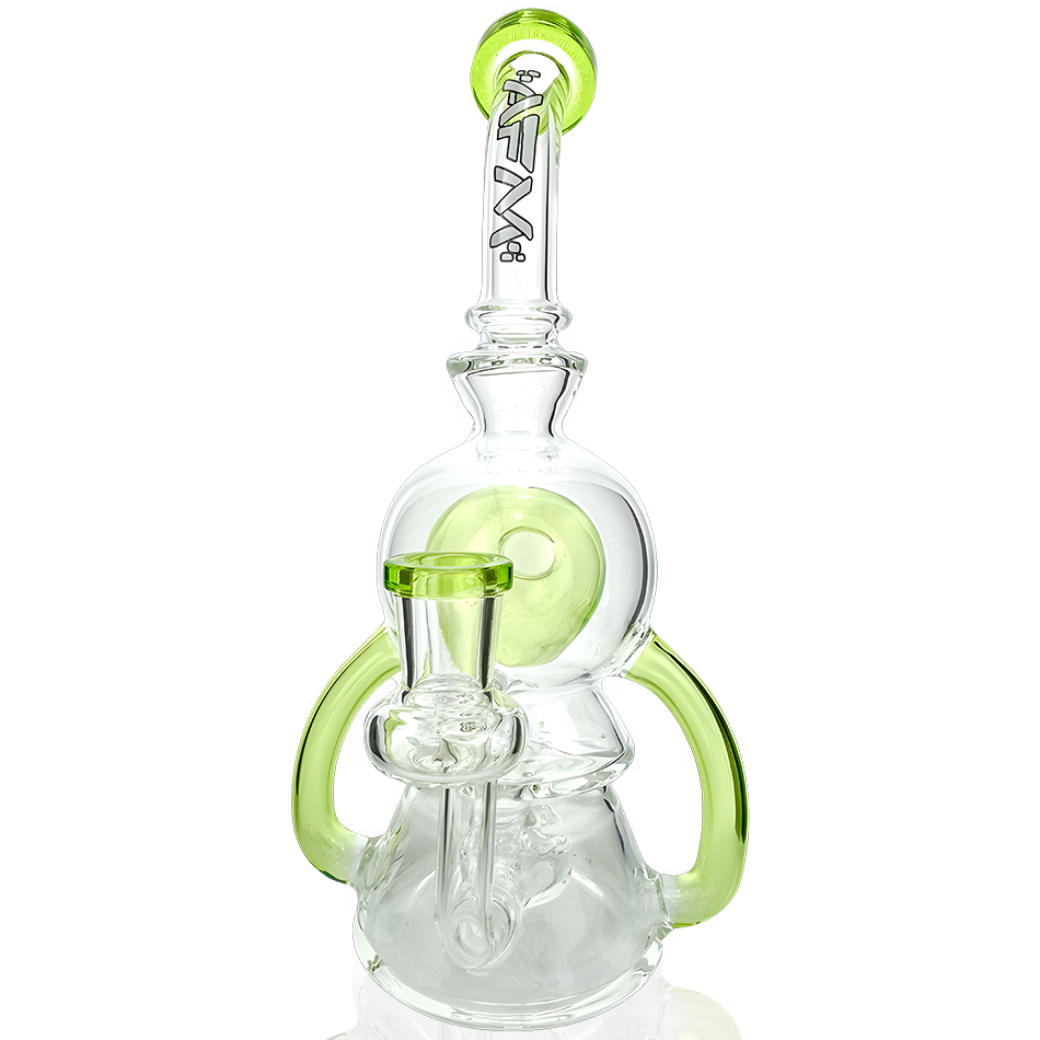 9" AFM Double Pump Recycler Dab Rig with Borosilicate Glass and 14mm Female Joint - Front View