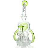 9" AFM Double Pump Recycler Dab Rig with Borosilicate Glass and 14mm Female Joint - Front View