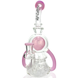 9" AFM Double Pump Recycler Dab Rig with 14mm Female Joint and Borosilicate Glass, Front View