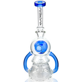 9" AFM Double Pump Recycler Dab Rig with Blue Accents and 14mm Female Joint