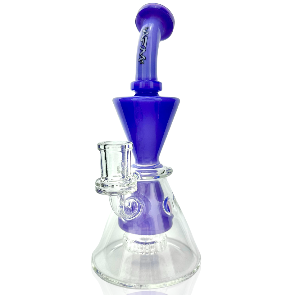 9" AFM Swiss Cheese Glass Dab Rig with Showerhead Perc, 14mm Female Joint - Front View