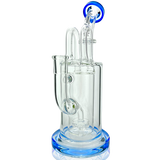 9.5" AFM Milky Way Pump Recycler Dab Rig with Showerhead Perc and Blue Accents - Front View