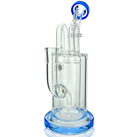 9.5" AFM Milky Way Pump Recycler Dab Rig with Showerhead Perc and Blue Accents - Front View