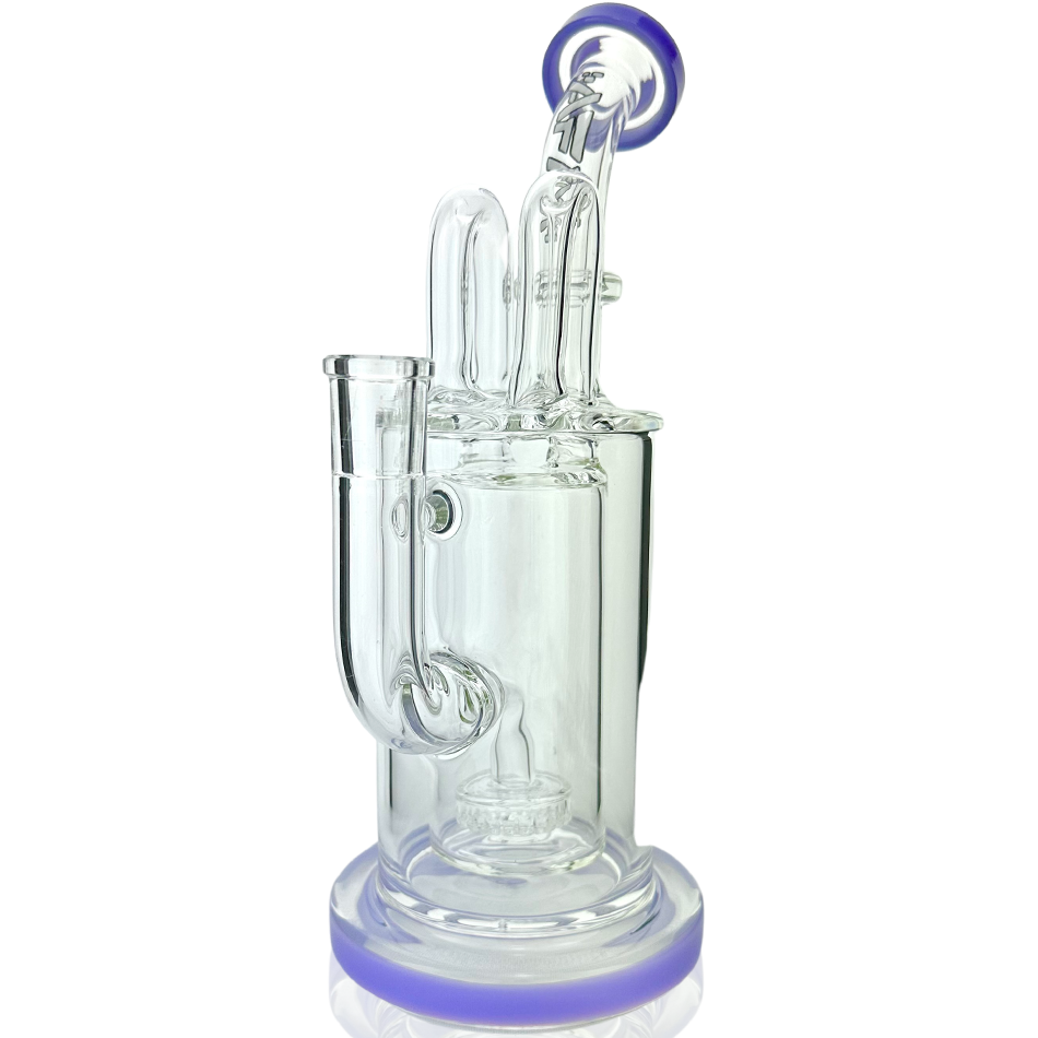 9.5" AFM Milky Way Pump Recycler Dab Rig with Showerhead Perc, Front View on White