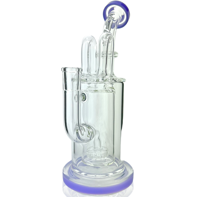 9.5" AFM Milky Way Pump Recycler Dab Rig with Showerhead Perc, Front View on White