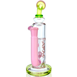 10" AFM Glass Bilbao Dab Rig in Purple/Lime with Recycler Design - Front View